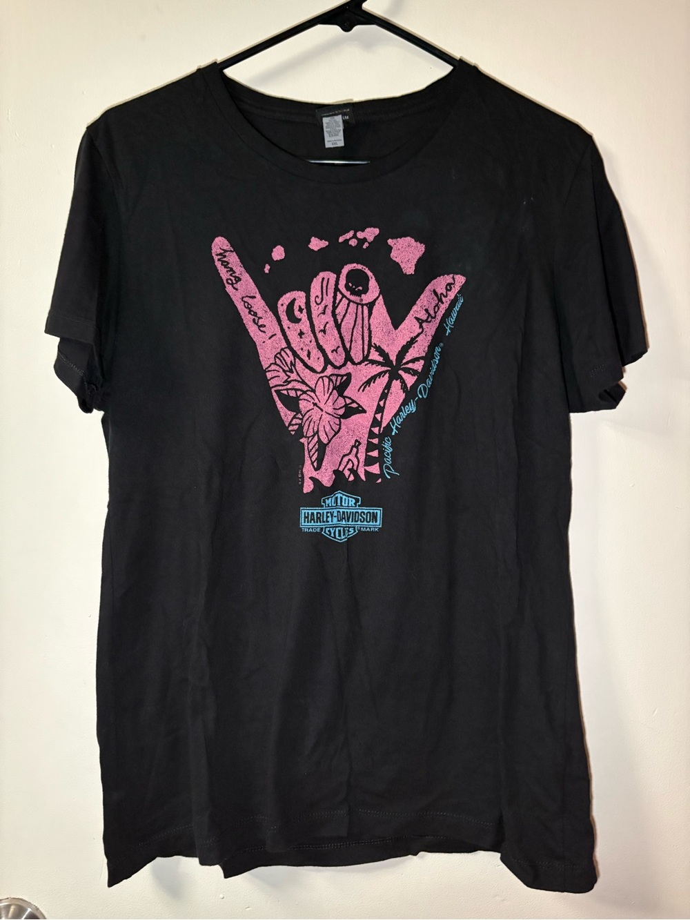 Harley-Davidson Tee with Pink Shaka Graphic